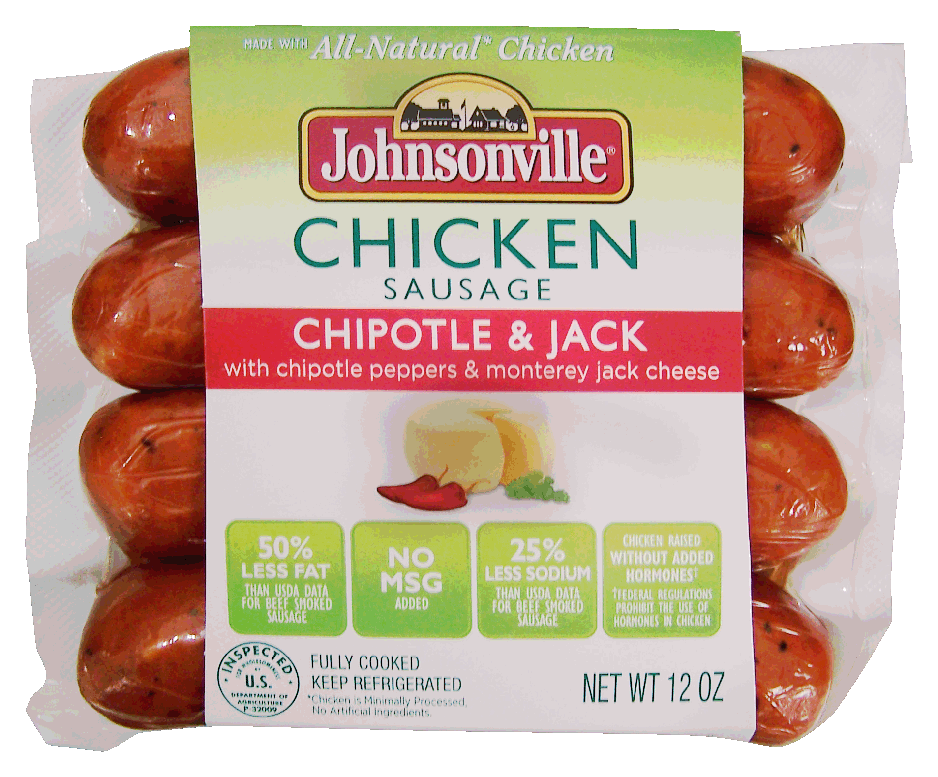 Johnsonville  chicken sausage, chipotle & jack with chipotle peppers & monterey cheese, 4 ct Full-Size Picture